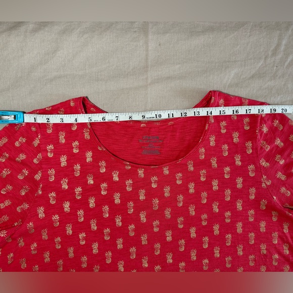 Chico's Cotton-Blend Slub Pineapple Tee - Picture 6 of 11